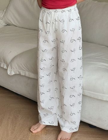 Pantaloni de pijama Shein Kids, alb