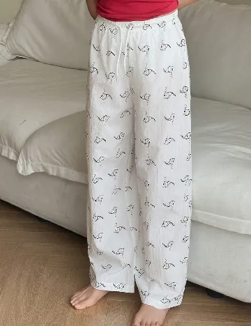 Pantaloni de pijama Shein Kids, alb