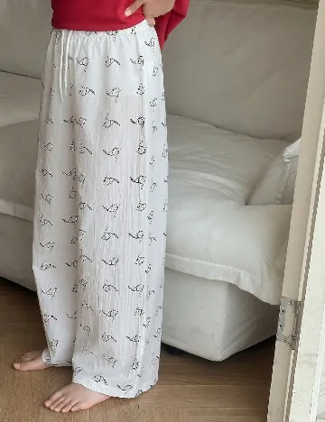 Pantaloni de pijama Shein Kids, alb