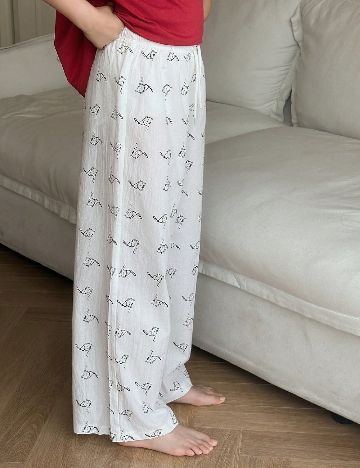 Pantaloni de pijama Shein Kids, alb