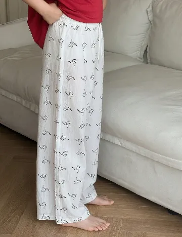 Pantaloni de pijama Shein Kids, alb