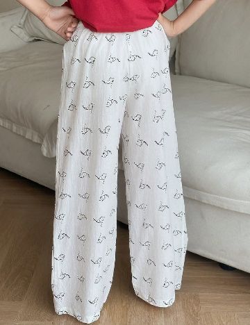 Pantaloni de pijama Shein Kids, alb
