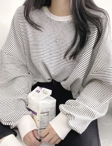 Bluza Oversize Dazy, alb/negru