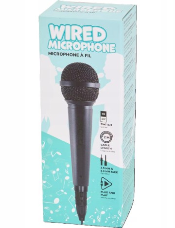 Microfon portabil cu fir, cablu de 2 m și mufă jack de 3,5 mm/6,3 mm Dayes, negru