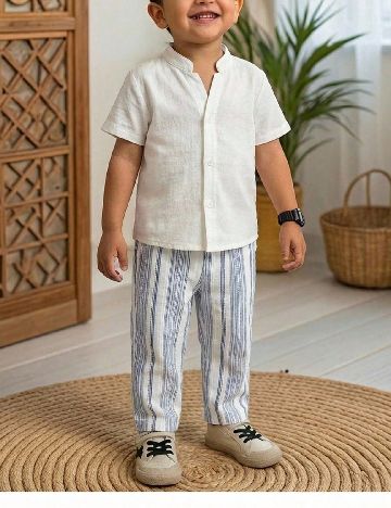 Compleu Shein Kids, alb/albastru