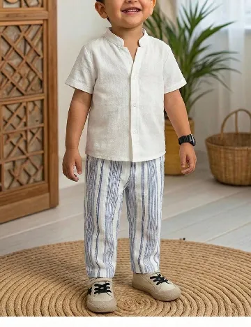Compleu Shein Kids, alb/albastru