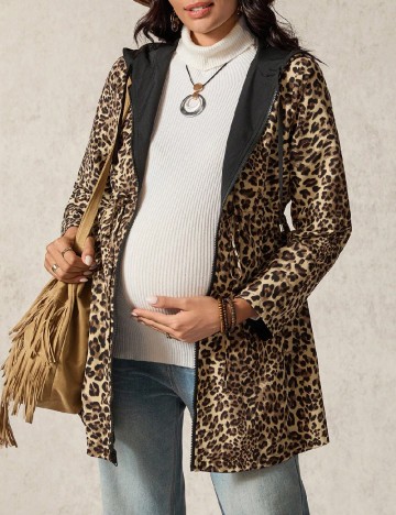 Jacheta reversibila SHEIN Maternity, animal print/negru