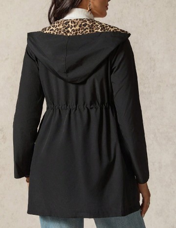 Jacheta reversibila SHEIN Maternity, animal print/negru