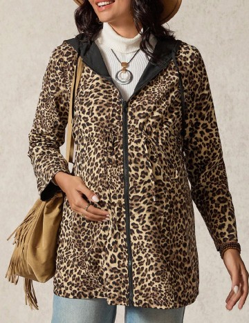 Jacheta reversibila SHEIN Maternity, animal print/negru