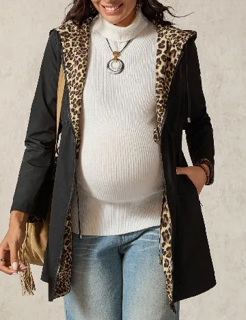 Jacheta reversibila SHEIN Maternity, animal print/negru