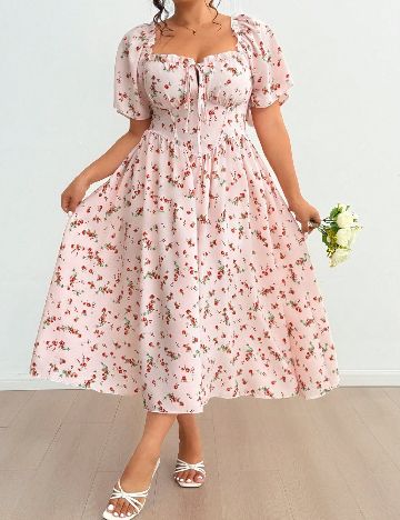 Rochie medie SHEIN CURVE, roz/rosu