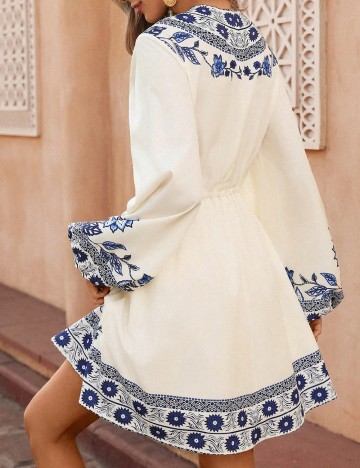 Rochie scurta SHEIN, crem/albastru