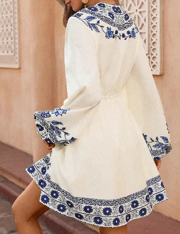 Rochie scurta SHEIN, crem/albastru