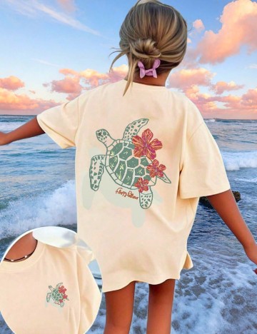 Tricou Oversize Shein Kids, crem