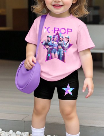 Compleu Shein Kids, roz/negru