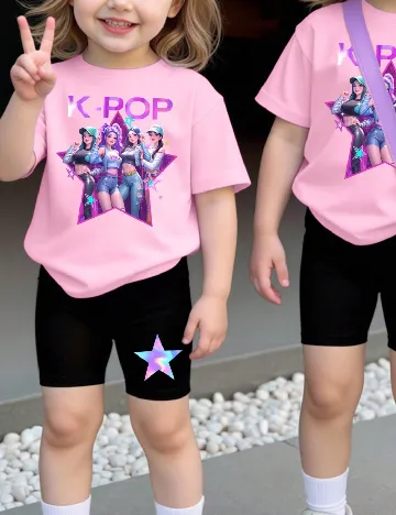 Compleu Shein Kids, roz/negru