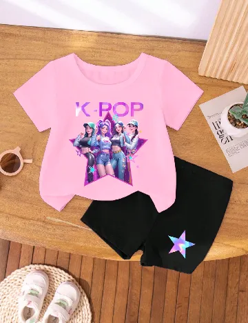 Compleu Shein Kids, roz/negru