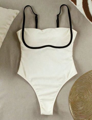 Costum de baie SHEIN, ecru