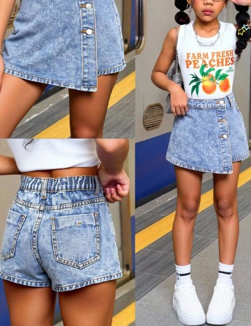 Fusta pantalon Shein Kids, albastru