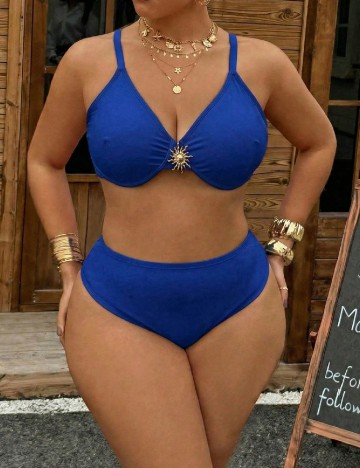 Costum de baie SHEIN CURVE, albastru