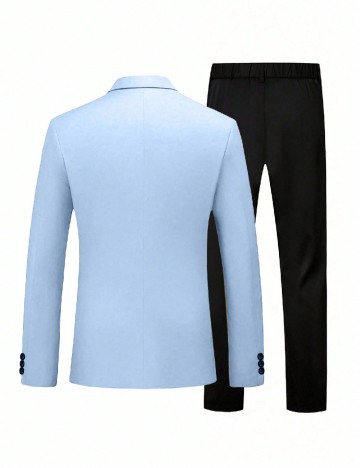 Costum SHEIN, albastru/negru