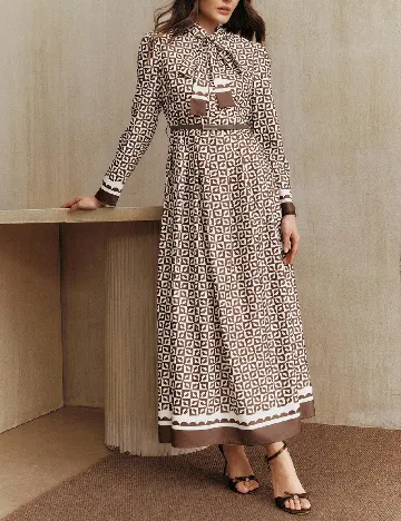 Rochie lunga SHEIN, maro/alb
