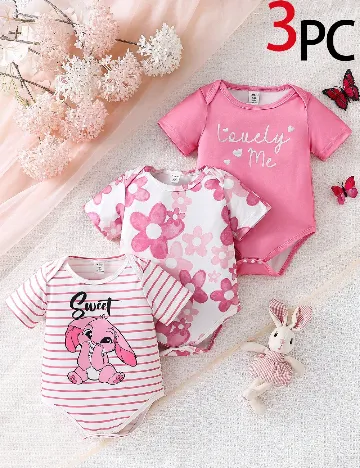 Set body 3 bucati Shein Kids, roz/alb