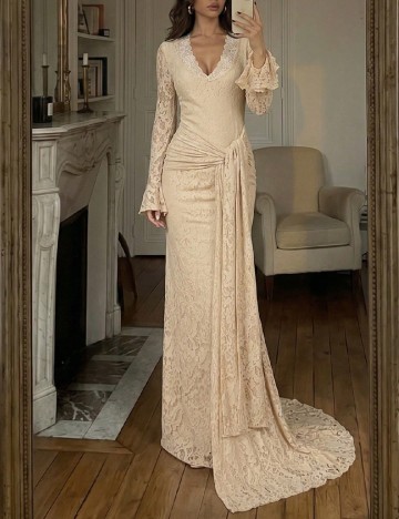 Rochie lunga SHEIN, crem