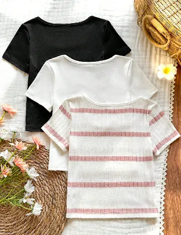 Set Tricouri 3 bucati Shein Kids, mix culori