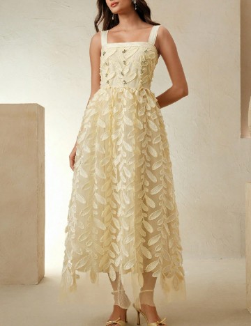 Rochie medie Anewsta, galben