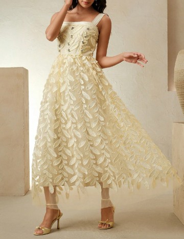 Rochie medie Anewsta, galben