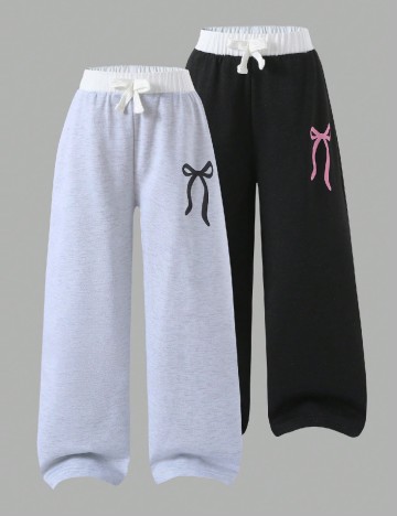 Set pantaloni 2 perechi Shein Kids, negru/gri