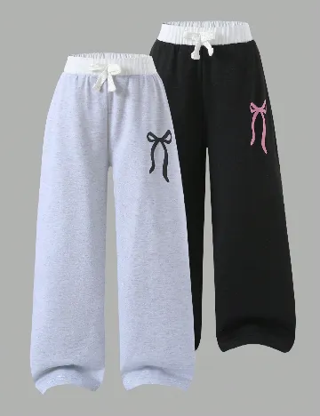Set pantaloni 2 perechi Shein Kids, negru/gri