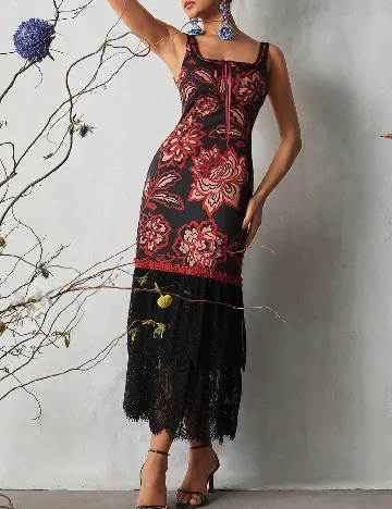 Rochie lunga SHEIN, negru/rosu