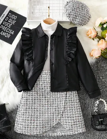 Compleu Shein Kids, negru/gri