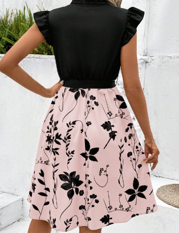 Rochie scurta SHEIN, roz/negru