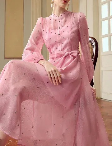 Rochie lunga Zeylah, roz
