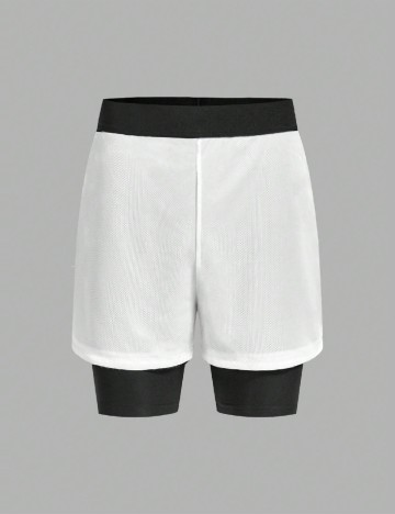 Pantaloni scurti Shein Kids, alb/negru