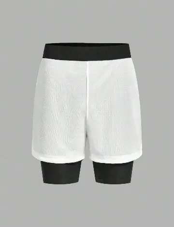Pantaloni scurti Shein Kids, alb/negru