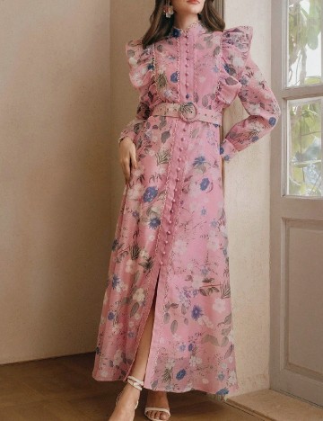 Rochie lunga Anewsta, roz