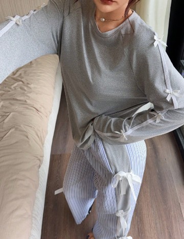 Pijama SHEIN, gri/albastru