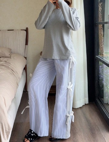 Pijama SHEIN, gri/albastru
