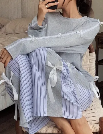 Pijama SHEIN, gri/albastru