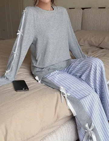 Pijama SHEIN, gri/albastru
