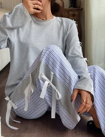 Pijama SHEIN, gri/albastru