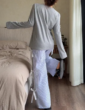 Pijama SHEIN, gri/albastru