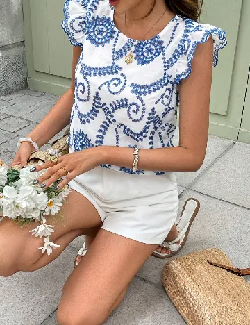 Bluza SHEIN, albastru/alb