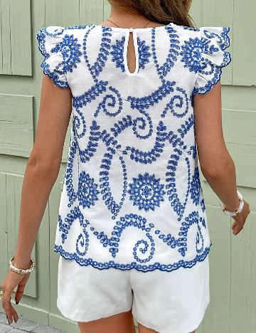 Bluza SHEIN, albastru/alb