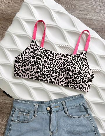 Bustiera de baie SHEIN CURVE, animal print