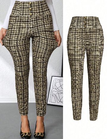 Pantaloni SHEIN, crem/maro